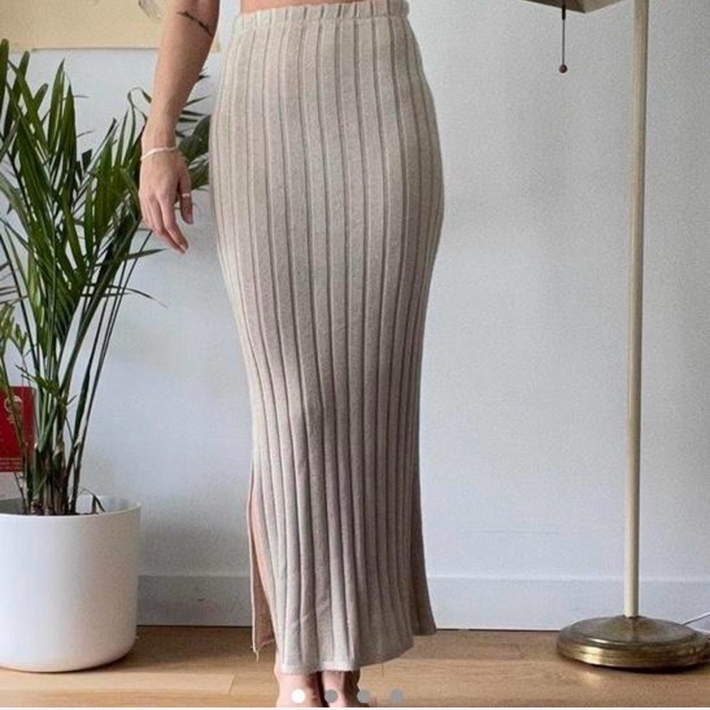 Vintage Made in Canada Knit Maxi Skirt with Side Slit